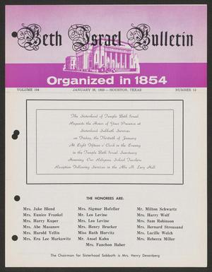 Primary view of object titled 'Beth Israel Bulletin, Volume 104, Number 13, January 1959'.