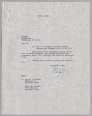 Primary view of object titled '[Letter from W. L. Gatz to Manager, July 5, 1958]'.