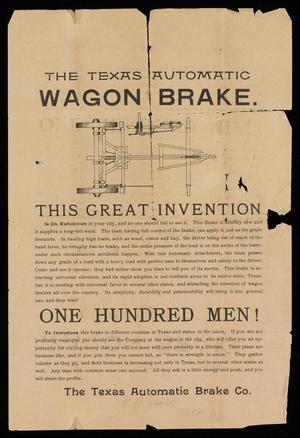 Primary view of object titled '[Advertisement: The Texas Automatic Wagon Brake]'.