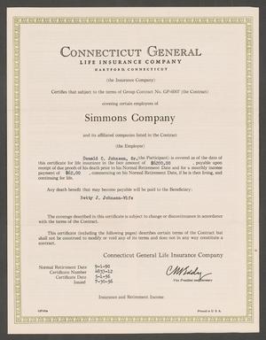 Primary view of object titled '[Connecticut General Life Insurance Certificate 4833-12]'.