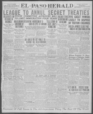 Primary view of object titled 'El Paso Herald (El Paso, Tex.), Ed. 1, Tuesday, January 28, 1919'.