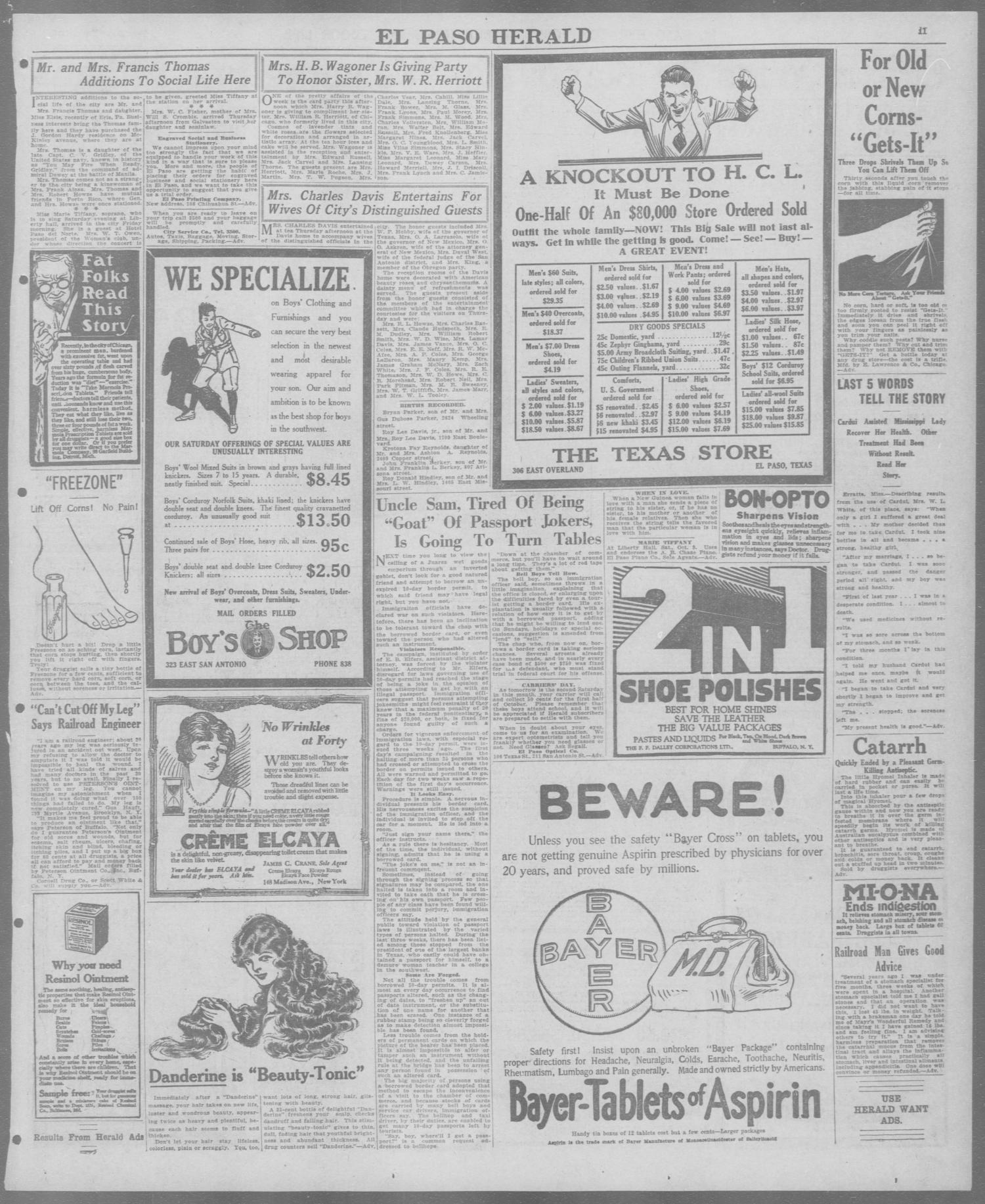 El Paso Herald (El Paso, Tex.), Ed. 1, Friday, October 8, 1920
                                                
                                                    [Sequence #]: 11 of 16
                                                