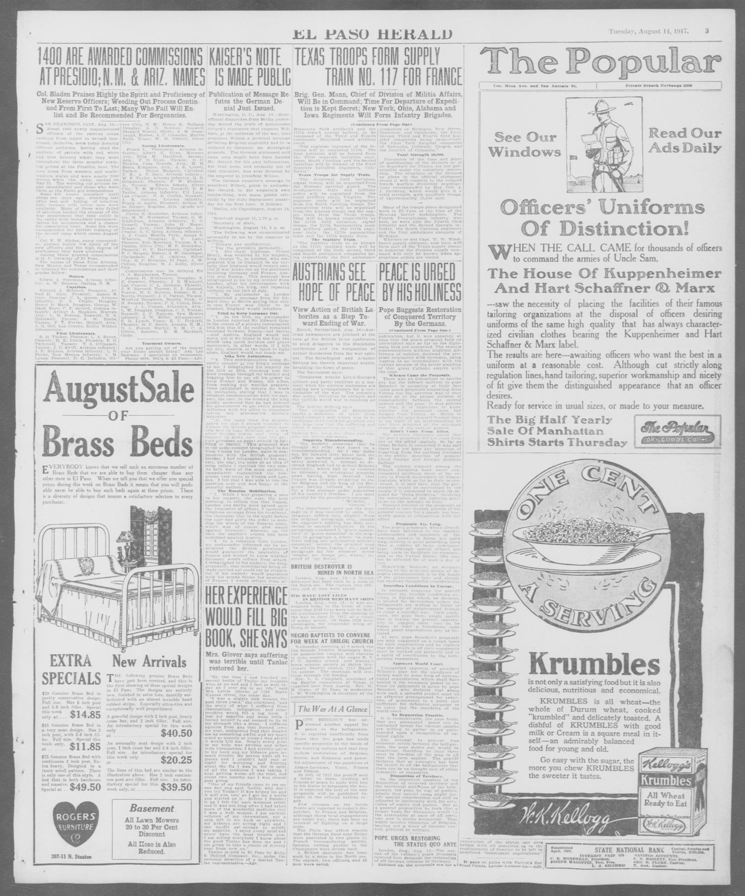 El Paso Herald (El Paso, Tex.), Ed. 1, Tuesday, August 14, 1917
                                                
                                                    [Sequence #]: 3 of 12
                                                