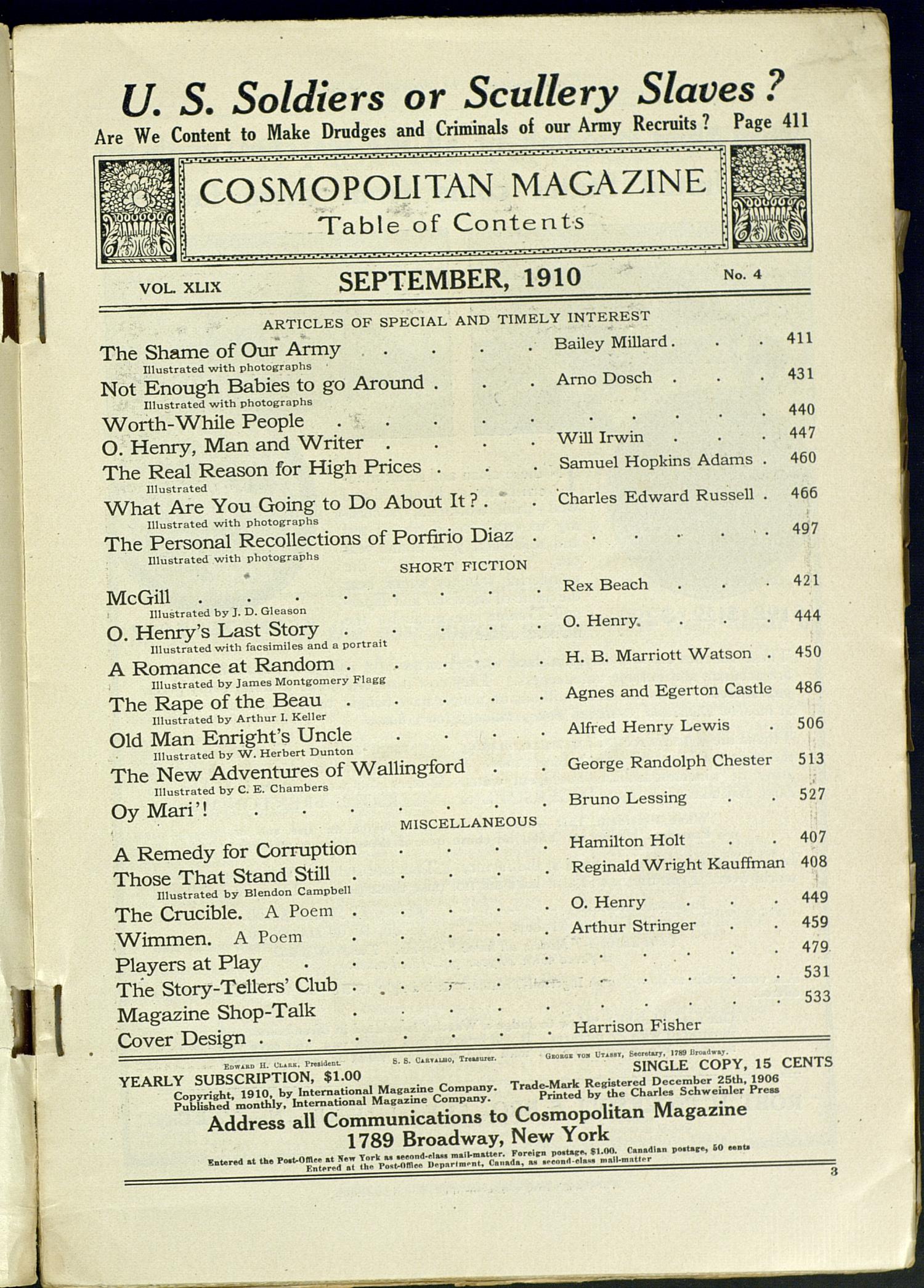 O. Henry's Last Story
                                                
                                                    Table of Contents
                                                