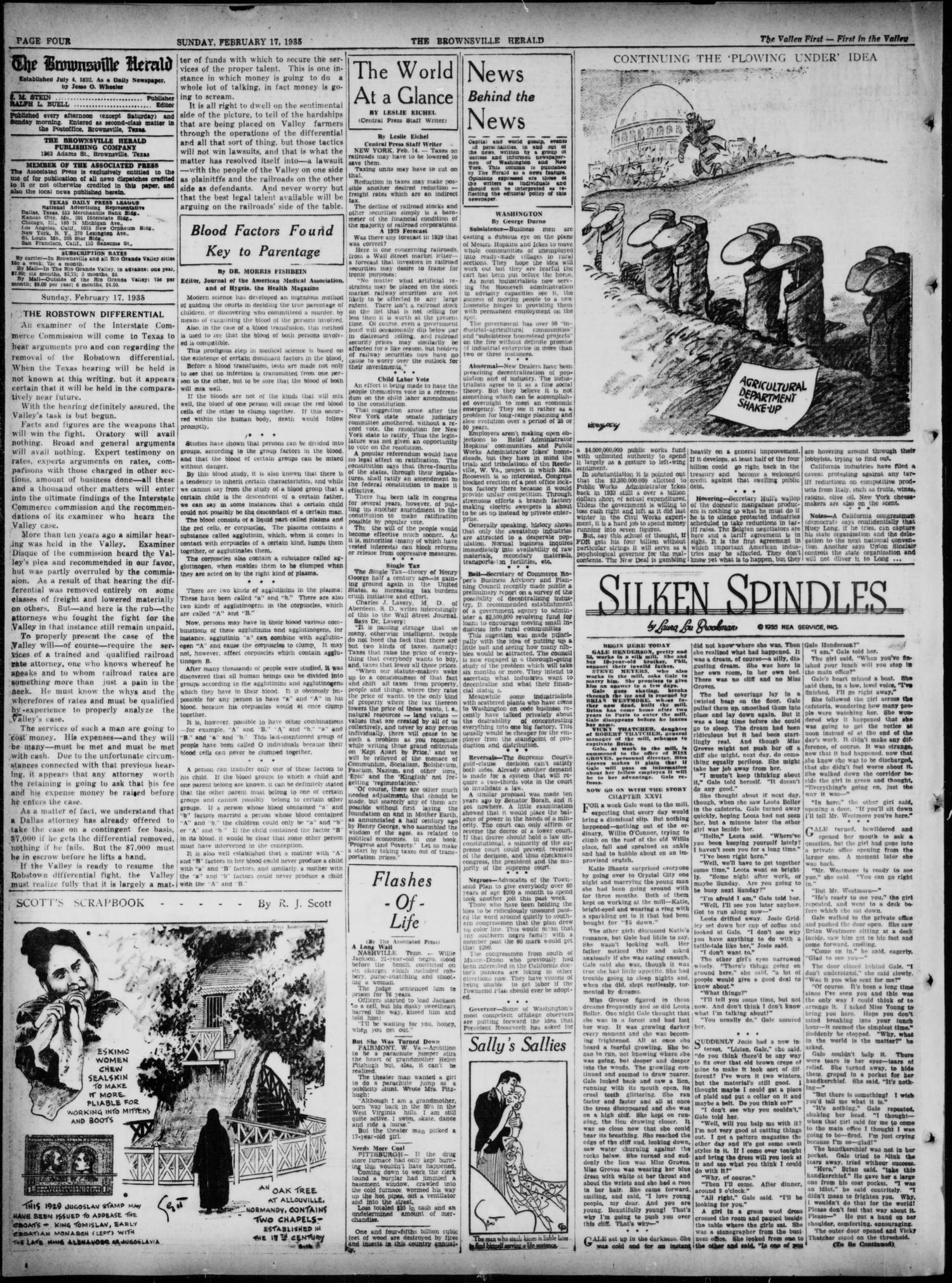 The Brownsville Herald (Brownsville, Tex.), Vol. 43, No. 195, Ed. 2 Sunday, February 17, 1935
                                                
                                                    [Sequence #]: 4 of 18
                                                