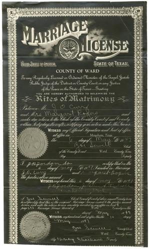 Primary view of object titled '[Marriage License issued from Monahans, Ward County, Texas - May 6, 1947]'.