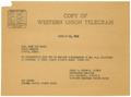 Thumbnail image of item number 1 in: '[Telegram from James P. Stinson and T. N. Carswell to Senator John Lee Smith - January 28, 1941]'.
