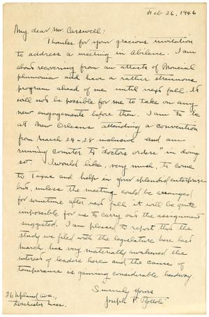 Primary view of object titled '[Letter from Joseph T. Zottoli to T. N. Carswell - February 26, 1946]'.