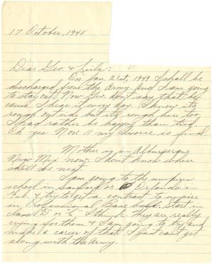 Primary view of object titled '[Letter from Worth Clark to George & Leila - October 17, 1948]'.