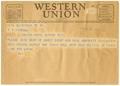 Text: [Telegram from Peggy Carswell to T. N. Carswell - May 15, 1944]