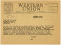 Text: [Telegram to Peggy Carswell from T. N. Carswell - October 20, 1944]
