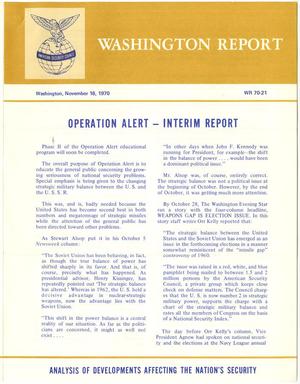 Primary view of object titled '[American Security Council   Washington Report   Operation Alert - Interim Report]'.