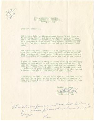 Primary view of object titled '[Letter from R. D. Hill to T. N. Carswell - January 5, 1950]'.