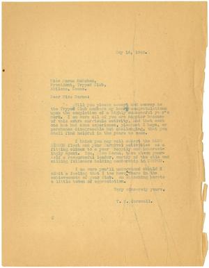 Primary view of object titled '[Letter from T. N. Carswell to Miss Norma McMahon - May 16, 1949]'.