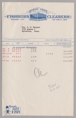 Primary view of object titled '[Account Statement for Fishburn's, April 1948]'.