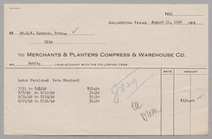 Primary view of object titled '[Merchants & Planters Compress & Warehouse Co. Debit Statement, August 31, 1948]'.