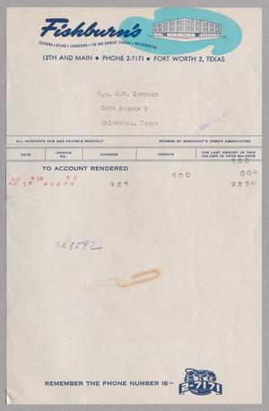 Primary view of object titled '[Account Statement for Fishburn's, August 1949]'.