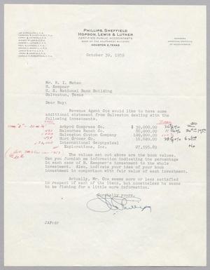 Primary view of object titled '[Letter from Jay A. Phillips to Ray I. Mehan, October 30, 1959]'.
