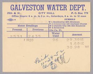 Primary view of object titled 'Galveston Water Works Monthly Statement (2504 O 1/2): November 1952'.