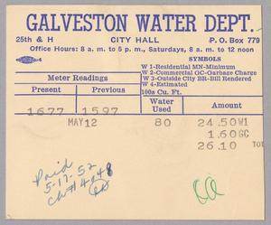 Primary view of object titled 'Galveston Water Works Monthly Statement (2504 O 1/2): May 1952'.