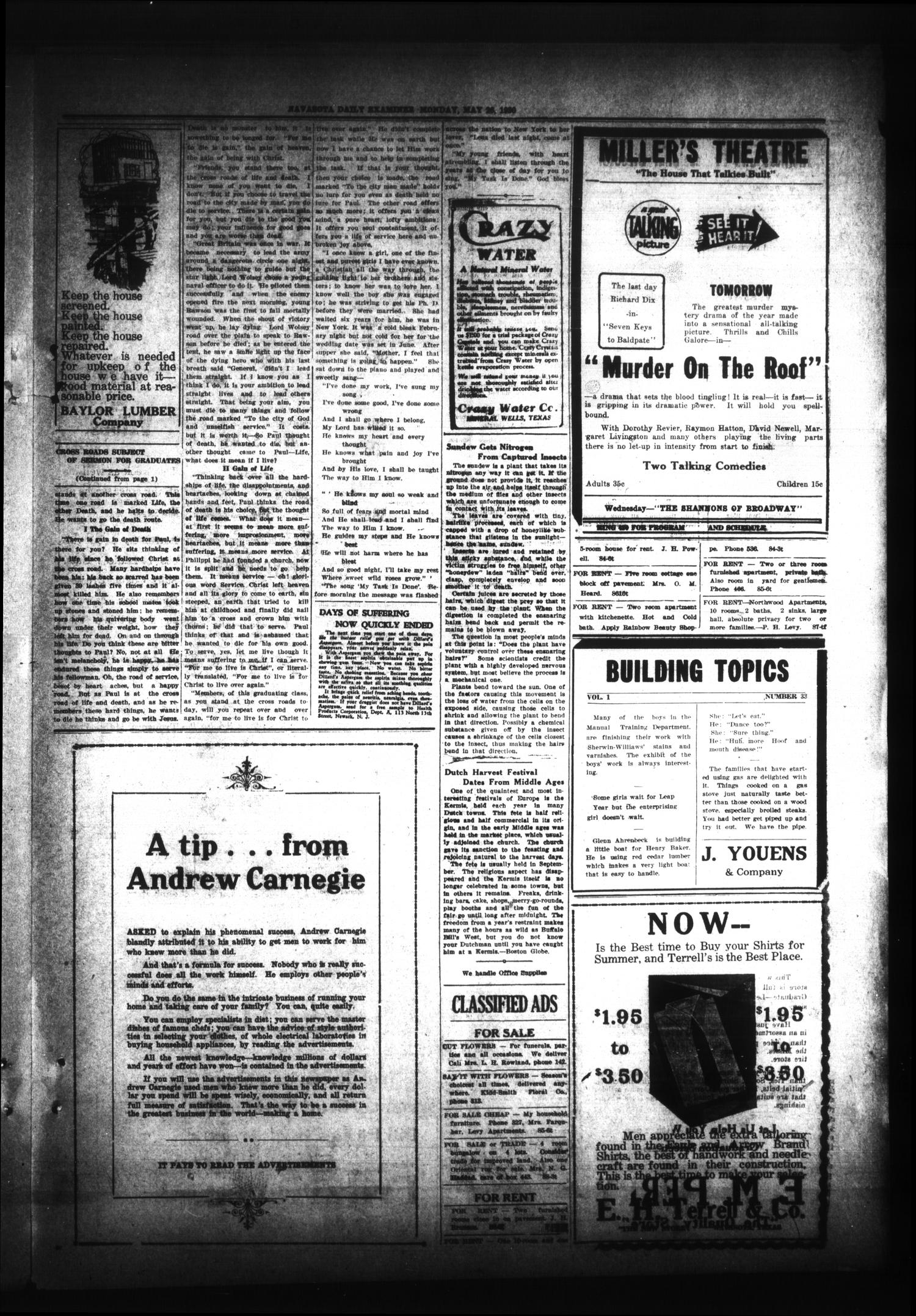 Navasota Daily Examiner (Navasota, Tex.), Vol. 33, No. 88, Ed. 1 Monday, May 26, 1930
                                                
                                                    [Sequence #]: 3 of 4
                                                