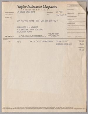 Primary view of object titled '[Invoice for a Taylor Cyclo Stormograph]'.
