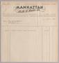 Primary view of [Invoice for Balance Due to Manhattan Auto & Radio Co., October 1945]