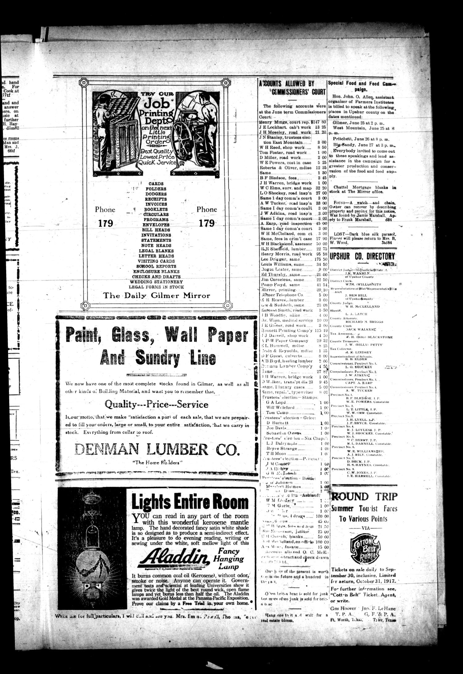 Gilmer Daily Mirror (Gilmer, Tex.), Vol. 2, No. 85, Ed. 1 Thursday, June 21, 1917
                                                
                                                    [Sequence #]: 3 of 4
                                                