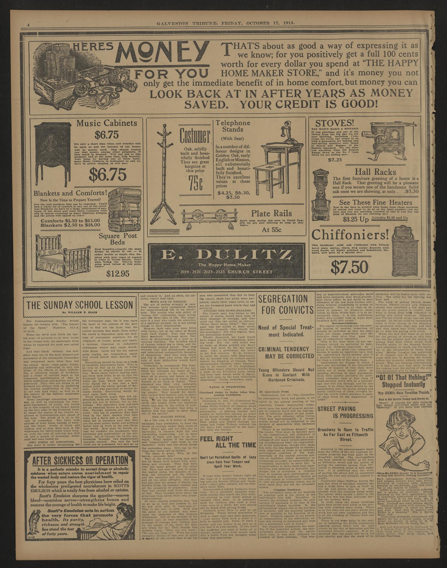 Galveston Tribune. (Galveston, Tex.), Vol. 33, No. 279, Ed. 1 Friday, October 17, 1913
                                                
                                                    [Sequence #]: 4 of 16
                                                