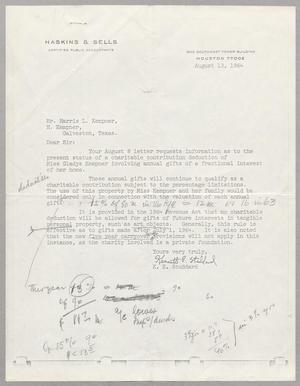 Primary view of object titled '[Letter from K. E. Studdard to Harris L. Kempner, August 13, 1964]'.