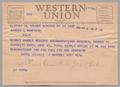 Thumbnail image of item number 1 in: '[Telegram from J. Mahoney to Harris Leon Kempner, June 10, 1946]'.