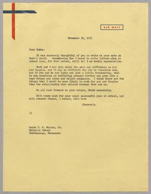 Primary view of object titled '[Letter from Harris L. Kempner to Bubba, November 25, 1953]'.