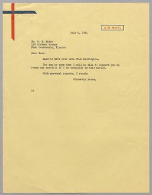 Primary view of object titled '[Letter from Harris L. Kempner to Mr. W. R. Eaton, July 6, 1954]'.