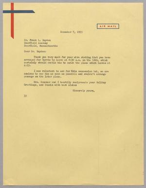 Primary view of object titled '[Letter from Harris L. Kempner to Dr. Frank L. Boyden, December 7, 1955]'.