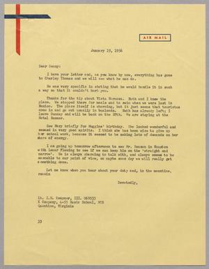 Primary view of object titled '[Letter from Harris L. Kempner to Lt. I. H. Kempner, III, January 19, 1956]'.