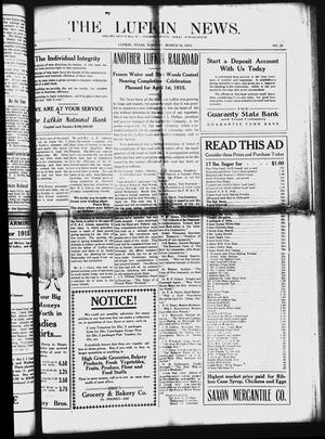Primary view of object titled 'The Lufkin News. (Lufkin, Tex.), Vol. 8, No. 25, Ed. 1 Tuesday, March 16, 1915'.