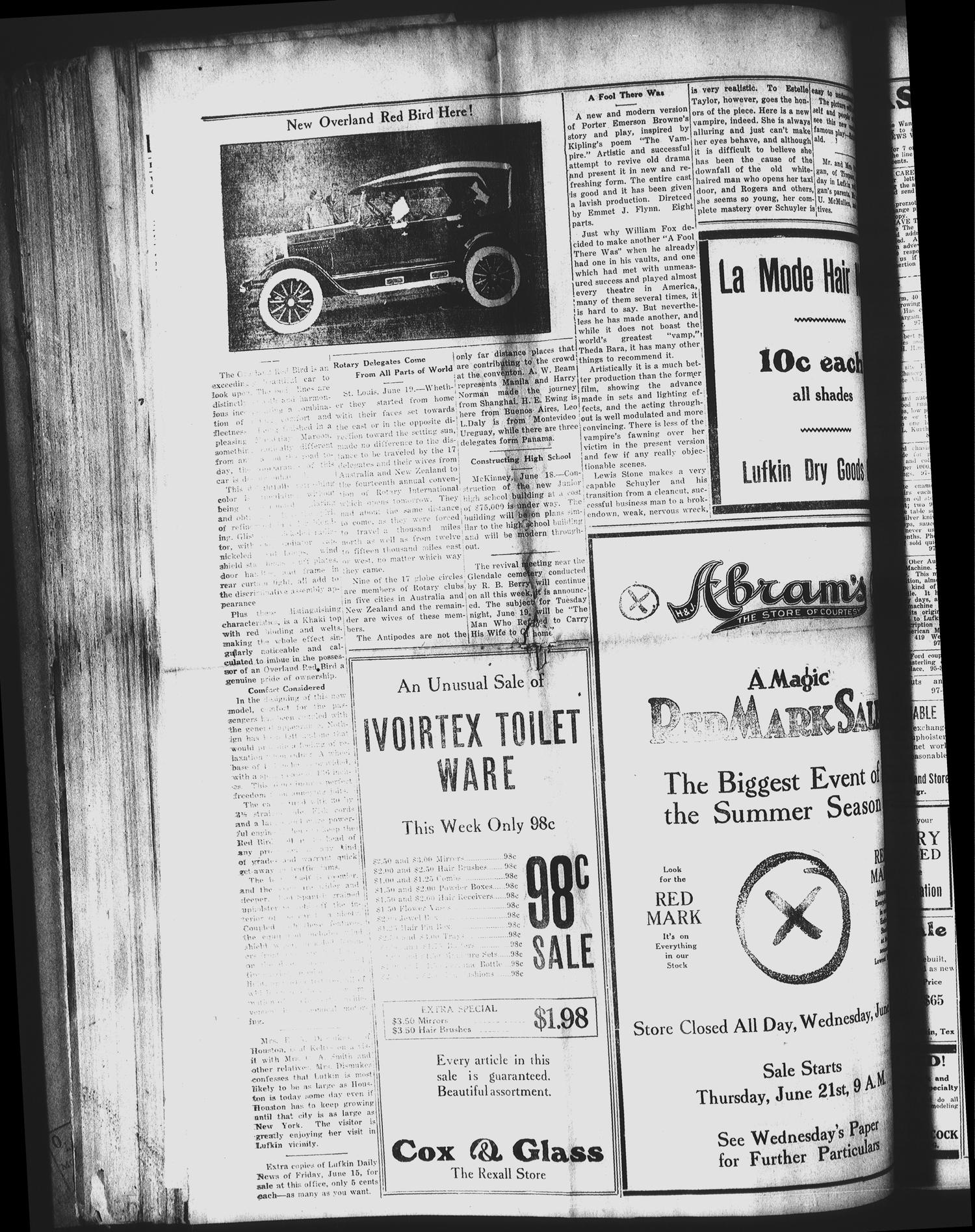 Lufkin Daily News (Lufkin, Tex.), Vol. 8, No. 197, Ed. 1 Tuesday, June 19, 1923
                                                
                                                    [Sequence #]: 4 of 6
                                                