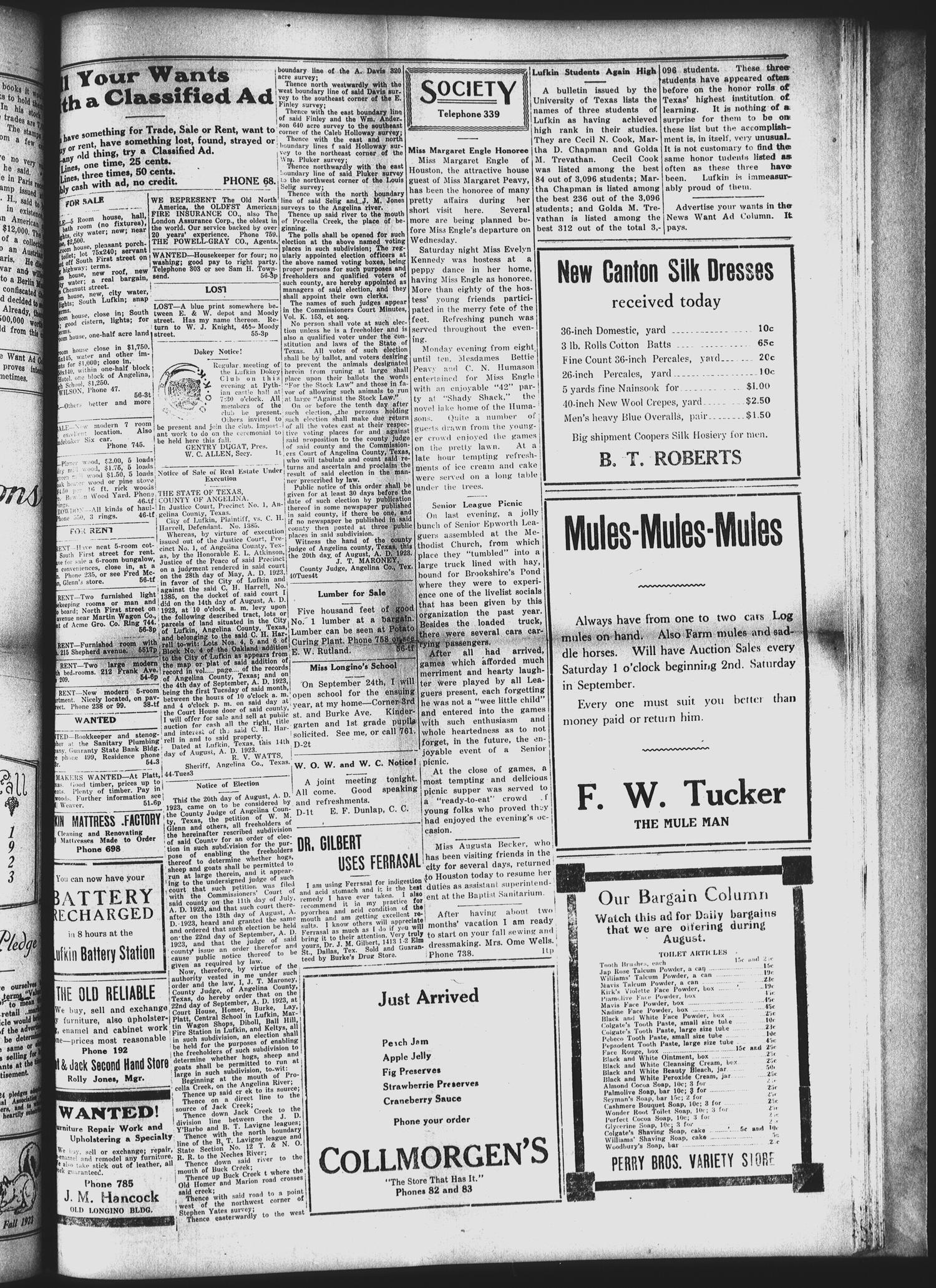Lufkin Daily News (Lufkin, Tex.), Vol. 8, No. 256, Ed. 1 Tuesday, August 28, 1923
                                                
                                                    [Sequence #]: 5 of 6
                                                