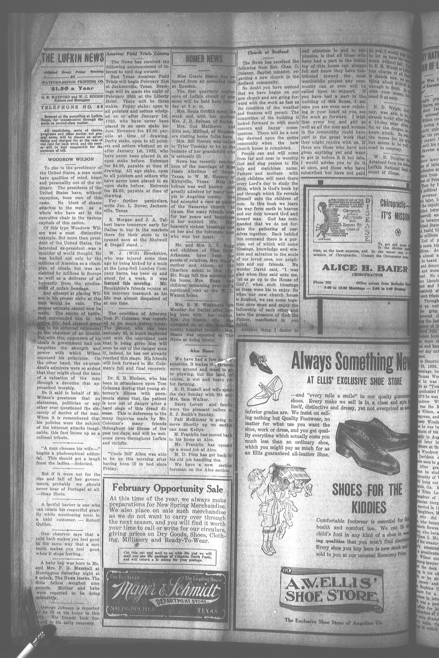The Lufkin News (Lufkin, Tex.), Vol. [18], No. [47], Ed. 1 Friday, February 8, 1924
                                                
                                                    [Sequence #]: 4 of 8
                                                