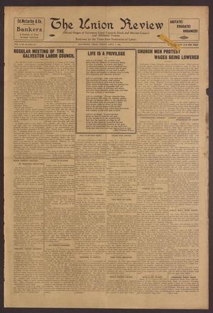 Primary view of object titled 'The Union Review (Galveston, Tex.), Vol. 2, No. 48, Ed. 1 Friday, April 1, 1921'.