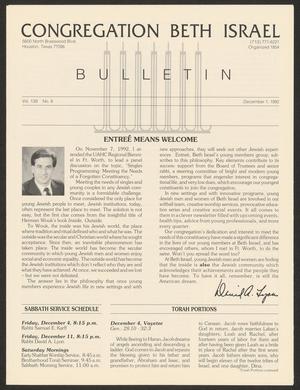 Primary view of object titled 'Congregation Beth Israel Bulletin, Volume 139, Number 8, December 1992'.