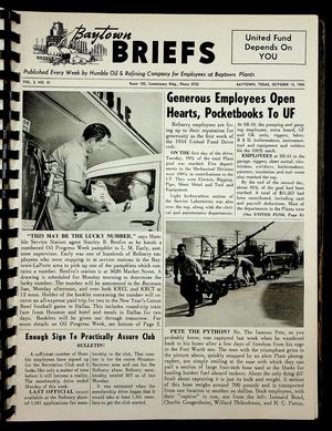 Primary view of object titled 'Baytown Briefs (Baytown, Tex.), Vol. 02, No. 41, Ed. 1 Friday, October 15, 1954'.