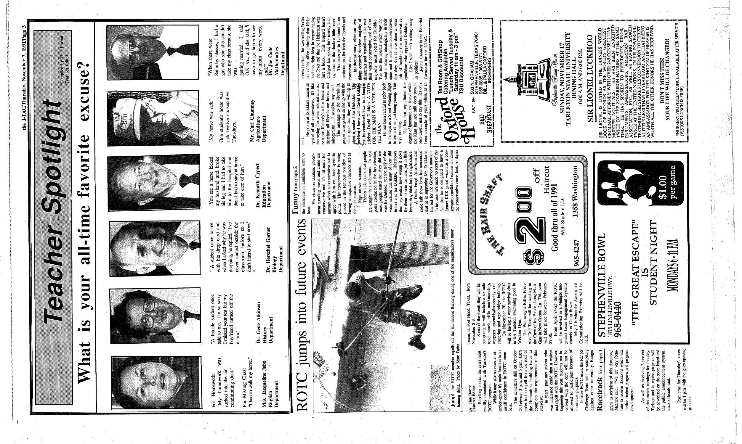The J-TAC (Stephenville, Tex.), Ed. 1 Thursday, November 7, 1991
                                                
                                                    [Sequence #]: 3 of 8
                                                
