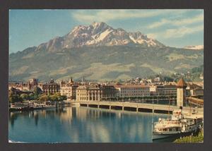 Primary view of object titled '[Postcard of Lucerne and Mount Pilatus]'.