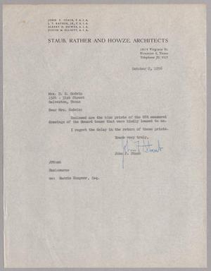 Primary view of object titled '[Letter from Staub, Rather and Howze, Architects to Mrs. D. S. Godwin, October 2, 1956]'.