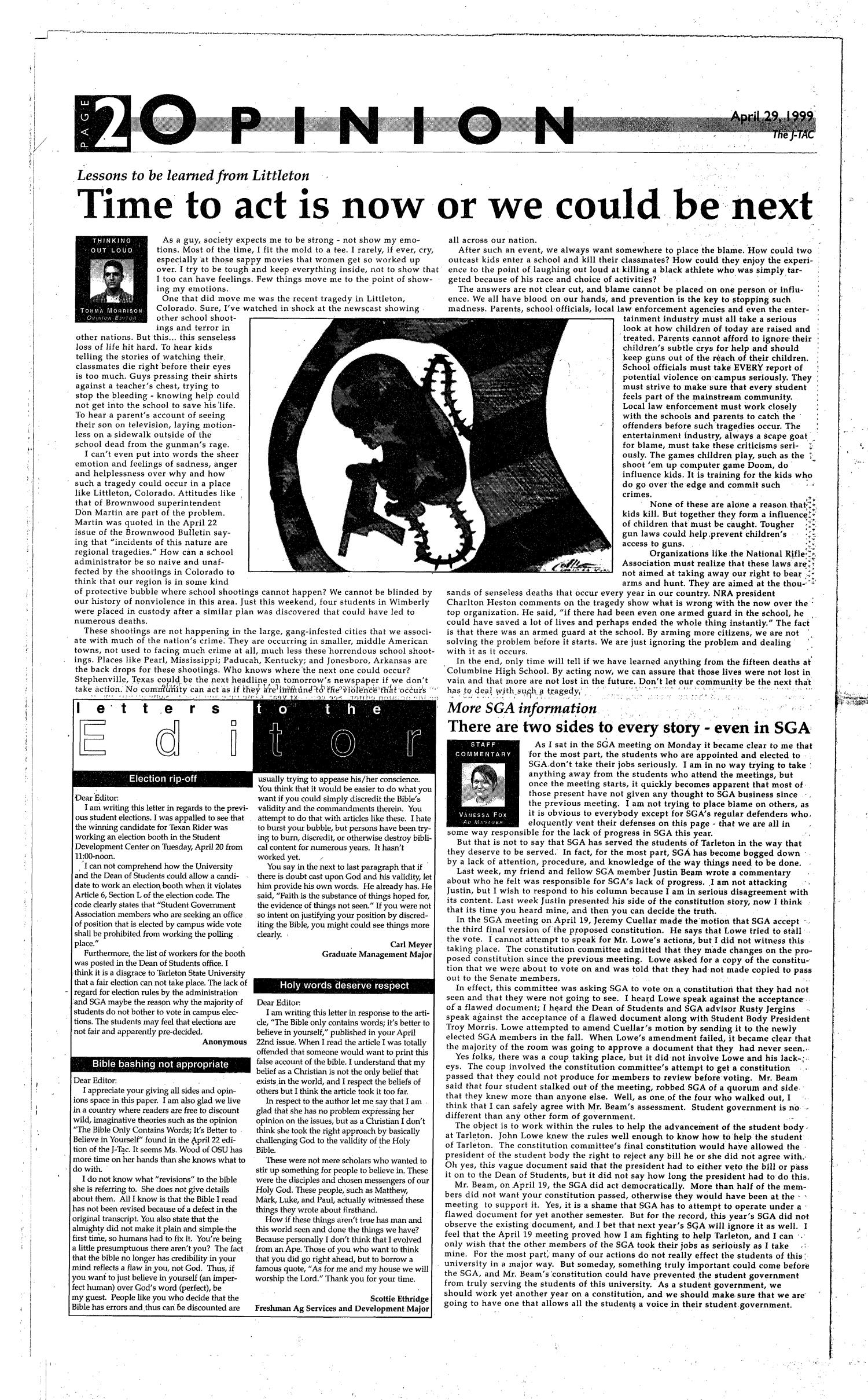 The J-TAC (Stephenville, Tex.), Vol. 157, No. 13, Ed. 1 Thursday, April 29, 1999
                                                
                                                    [Sequence #]: 2 of 12
                                                