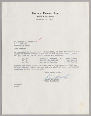 Primary view of object titled '[Letter from Thomas L. James to Harris L. Kempner, December 19, 1957]'.