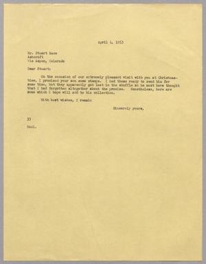 Primary view of object titled '[Letter from Harris L. Kempner to Stuart Mace, April 4, 1953]'.
