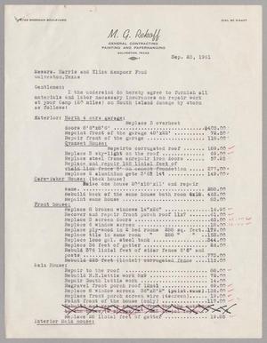Primary view of object titled '[Letter from M. G. Rekoff to the Harris and Eliza Kempner Fund, September 23, 1961]'.