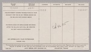 Primary view of object titled '[Account Statement for Levy Bros. Dry Goods Co., March 12, 1953]'.